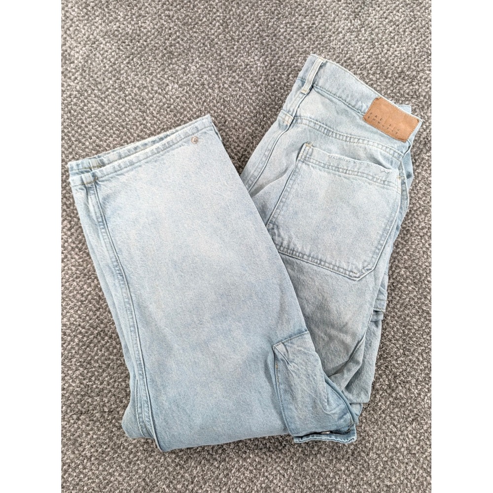 PacSun Baggy Cargo Jeans Light Wash Denim Utility Multi Pocket 32x30 Mens Y2K